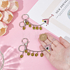 2Pcs Alloy Rhinestone Wine Glass Charm with K9 Glass Bead Keychains KEYC-OC00010-3