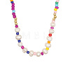 Bohemian Handmade Candy Color Resin and Potato Imitation Pearl Beaded Nsecklaces with Brass Chain for Women WG2740-1-2