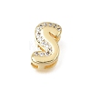 Brass Micro Pave Clear Cubic Zirconia Initial Spacer Bars KK-E802-34G-S-1