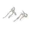 Bowknot Rack Plating Brass Micro Pave Cubic Zirconia Stud Earrings for Women EJEW-O001-02P-2