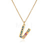 Brass Pave Colorful Cubic Zirconia Initial Pendant Necklaces for Women FS-WG02860-22-1