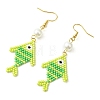 304 Stainless Steel with Glass Cylinder Seed Beads Dangle Earrings EJEW-MZ00815-4