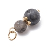 3Pcs 3 Styles Natural Lava Rock & Larvikite & Golden Sheen Obsidian Round Beaded Pendants PALLOY-JF04701-07-5