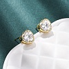Brass Micro Pave Clear Cubic Zirconia Stud Earrings EJEW-C174-02A-G-2