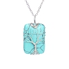 Synthetic Turquoise Pendant Necklace with Brass Cable Chains PW23042505808-1