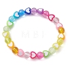 Heart & Faceted Round Acrylic Beaded Stretch Bracelets BJEW-JB10245-02-1