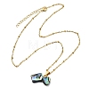 Natural Paua Shell Rectangle Heart Pendant 304 Stainless Steel Satellite Chain Necklaces for Women NJEW-JN06186-4