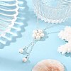 Natural Cultured Freshwater Pearl Beaded Flower Pendant Brass Cable Chain Necklaces for Women NJEW-JN06561-1