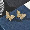 Brass & Clear Cubic Zirconia Stud Earrings KK-CBA36A2-11G-2
