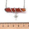 Natural & Synthetic Mixed Stone Faceted Pointed Bullet Wire Wrapped with Star Pendant Brass Cable Chain Necklaces NJEW-P351-01P-7