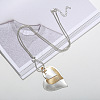 Brushed Triple Heart Alloy Pendant Long Necklaces for Women FS-WG6E77D-01-1