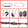 Valentine's Day Heart & Yin Yang & Rectangle Alloy Pendant Necklaces & Link Bracelet & Natural Lava Rock Stretch Bracelets SJEW-AN0001-39-3
