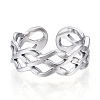Non-Tarnish 304 Stainless Steel Wave Open Cuff Ring RJEW-N040-36-2