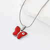 304 Stainless Steel Enamel Evil Eye Butterfly Pendant Necklaces for Men Women EX1242-3-1