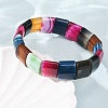 Square Natural Banded Agate(Dyed & Heated) Beaded Stretch Bracelets for Women Men GG-CBA9ACE-B18-3