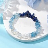 Natural Aquamarine Chips Beaded Stretch Bracelets for Women BJEW-TA00557-04-1