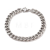 Non-Tarnish 304 Stainless Steel Cuban Link Chain Bracelets for Men BJEW-B096-35A-P-1