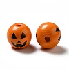 Halloween Theme Printed Natural Wooden Beads X-WOOD-L020-C04-3