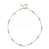 Natural Rose Quartz Faceted Round Beaded Necklaces NJEW-JN06430-03-3