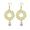 Brass Glass Beads Dangle Earrings EJEW-MZ00764-03-2