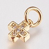 Brass Cubic Zirconia Tiny Cross Charms X-ZIRC-E147-61G-1