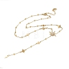 304 Stainless Steel Micro Pave Clear Star Pendant Long Tassel Y Necklaces for Women NJEW-C119-02G-4