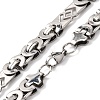 201 Stainless Steel Hollow Rectangle Byzantine Chain Necklace NJEW-F222-14P-2