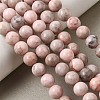 Natural Pink Zebra Jasper Round Bead Strands G-E334-8mm-11-12