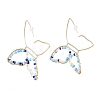 Butterfly Glass Beads Dangle Earrings for Girl Women EJEW-JE04657-01-4