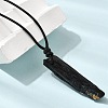 Raw Rough Natural Black Tourmaline Nuggets Pendant Adjustable Waxed Cord Necklaces for Women Men GG-CBA7610-12-3