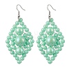 Woven Opaque Acrylic Dangle Earrings EJEW-JE05755-1