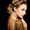 3 Pairs 3 Colors Rhinestone Hollow Out Rectangle Dangle Stud Earrings EJEW-FI0001-12-4