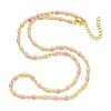 Brass Enamel Column Link Chain Necklaces NJEW-H039-09A-02G-2