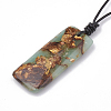 Assembled Bronzite and Aqua Terra Jasper Pendant Necklaces NJEW-S202-002-3