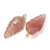 Natural Strawberry Quartz Carved Pendants G-H357-04G-05-3