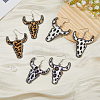FIBLOOM 3 Pairs 3 Colors Imitation Leather Cattle Head Dangle Earrings for Women EJEW-FI0002-36-5