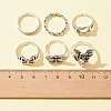 6Pcs 6 Style Butterfly & Heart & Chain Shape Alloy Stackable Rings Set RJEW-FS0001-05A-4