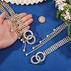 2Pcs 2 Colors Brass & Iron Full Crystal Rhinestone Chain Belts with Double Rings Buckles AJEW-FG0006-30B-3