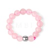 4MM Round Natural Rose Quartz Beaded Stretch Rings VM0712-6-1