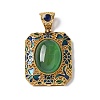 Natural Green Onyx Agate(Dyed & Heated) Rectangle Pendants KK-K399-18A-03-1