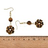 Natural Tiger Eye and Shell Pearl Braided Dangle Earrings EJEW-MZ00789-03-5