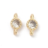 Brass Cubic Zirconia Flat Round Connector Charms KK-H204-02KCG-04-1