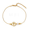Brass & Imitation Pearl Round Beaded Bracelets RK2391-1-1