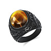 304 Stainless Steel with Natural Tiger Eye Finger Rings for Men FS-WG44E14-29-1