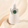 Natural Malachite & Stainless Steel Cuff Open Rings RJEW-JR01091-02-2