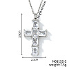Brass Shiny Clear Cubic Zirconia Cross Pendant Necklaces Fashionable and Versatile NZ6047-2-1