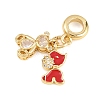 Brass Pave Clear Cubic Zirconia Animal European Dangle Charms KK-H273-53G-04-2