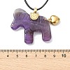 Natural Amethyst Horse Pendant Adjustable Black Korean Waxed Polyester Cord Neckalces NJEW-JN06355-02-4