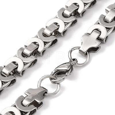 201 Stainless Steel Byzantine Chain Necklace NJEW-F222-30P-1