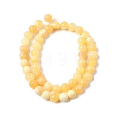 Natural Yellow Jade Beads Strands G-Q462-8mm-36-1